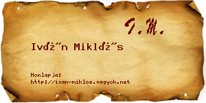 Iván Miklós névjegykártya